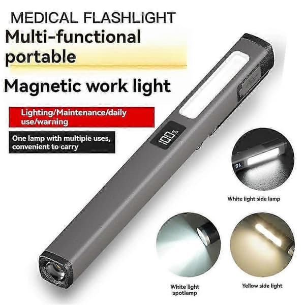 LED Mini lommelykt med penneklemme Mini lommelykt USB-lading Arbeidslys Campinglys A