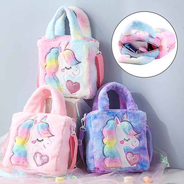 Flickaslingväska Plysch Crossbody-väska med justerbar rem för dagsryggsäck Vandring Resor Multicolour
