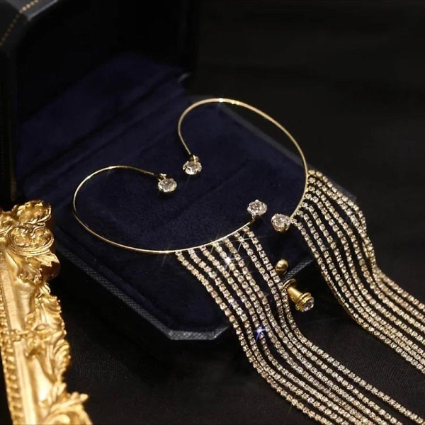 Glittrande diamant tofs örhängen för kvinnor Eleganta snygga örhängen födelsedags smycken present Gold
