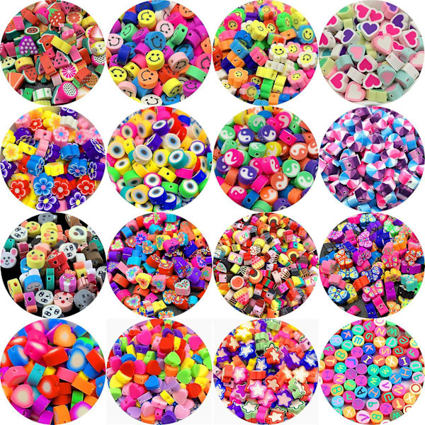 Smiley Face Perler Frugt Spacer Perler Farvede Polymer Ler Perler Til DIY Smykker Butterfly