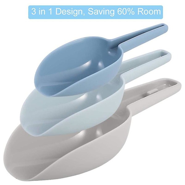 3 st Skopor Set för Husdjursmat Serveringsskedar Nesting Design Torrfoder Godis Måttsked Mjöl 17