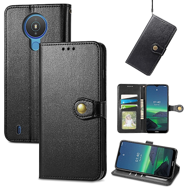 Fodral för Nokia 1.4 Etui Skydd Retro Flip Plånbok Magnetisk Stötfångare