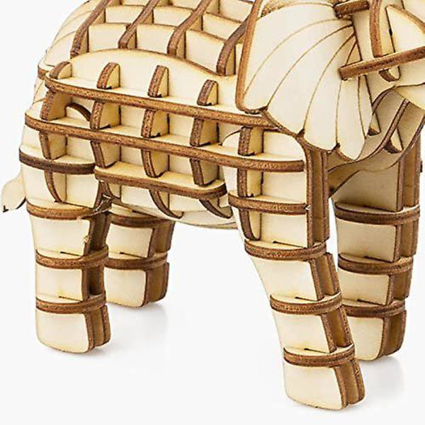 Bygg din egen 3D-trämodellbyggsats Trähantverkskit Modellgåvor för barn och vuxna (elefant)