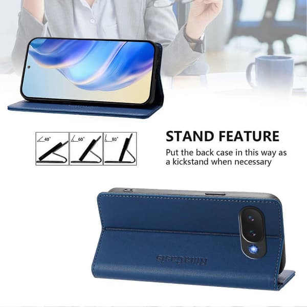 [LCS] For Google Pixel 10a Lærveske RINACASIS RC01 Telefondeksel med RFID-blokkerende lommebokstativ