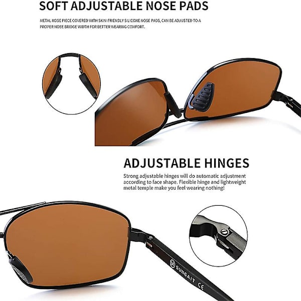Uv400 Erittäin kevyet suorakulmaiset polarisoidut aurinkolasit Dark Brown