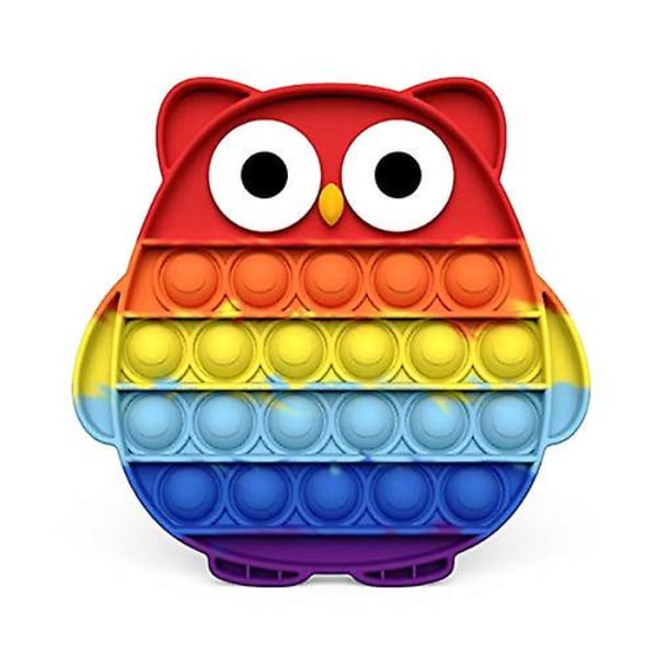 Stressreliever Silikon Bubble Popper Mjuk klämleksaker - Owl Rainbow