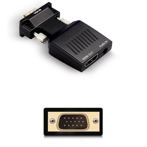 VGA till HDMI Adapter Converter med ljud, för bärbar dator, dator, projektor