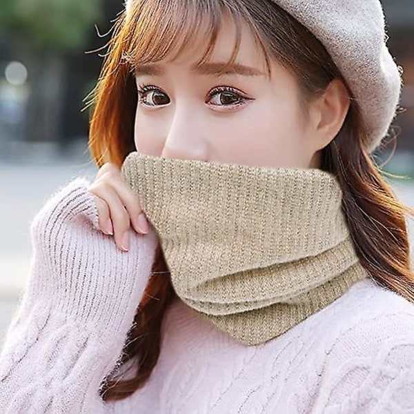 Vinter Dubbellagers Halsvärmare Stickad Fleecefodrad Cirkel Loop Scarves Red