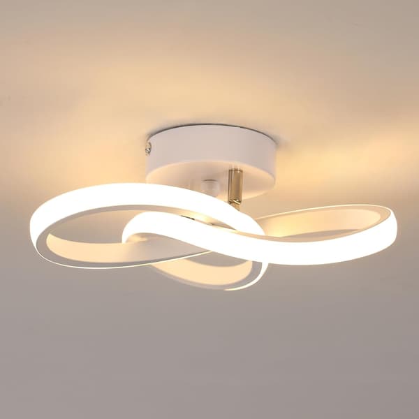[LCS] Modern LED Ceiling Light, 22W Clover-shaped LED Ceiling Lamp 2500LM, Hall Chandelier, Warm White 3000K, White, Dia 25cm [Energy Class E]