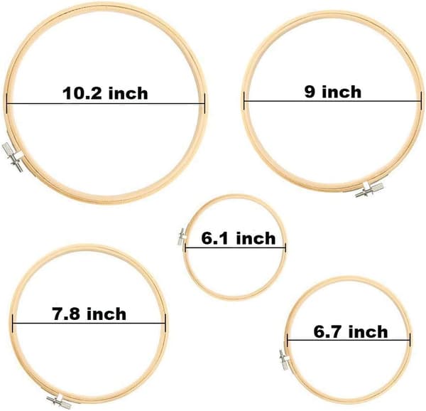 [LCS] Broderisats, 100 färgade trådar, 5 broderirammar i bambu