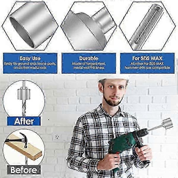 SDS-Max jordstangdriver, 65 mm kraftig stålbor driver, til borehammer jordstænger (2,56 tommer)