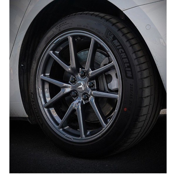 Tesla Model 3 Y S X Hjulkapselkit Centerkapsel Nav Mutter Skydd Svart Röd Vit Grå Med 4 Centerkapslar 20 Mutter Skydd Red Silver Matte