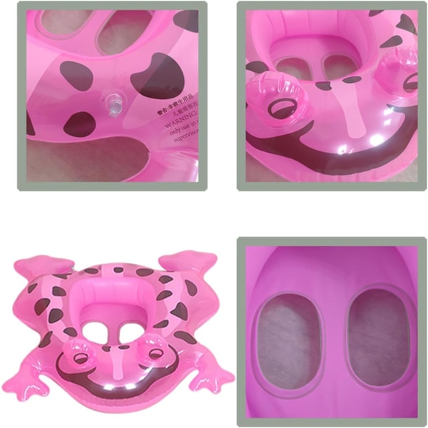 Badring för pool - Uppblåsbara poolleksaker för barn | Vattenlek Poolring Djur Självlysande Ögon Groda, Åk på Poolparty, Bekväm pink sitting circle