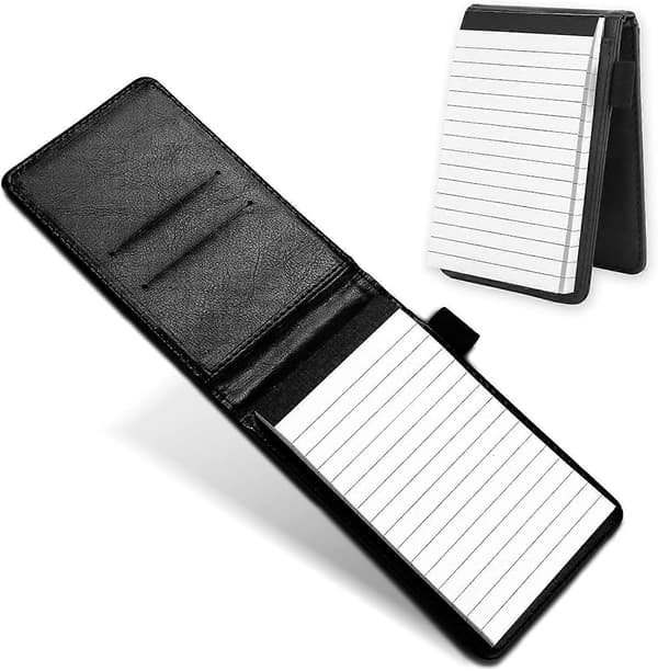 [LCS] Læder Pocket Notesblok Holder, Mini Notesbog Business Holder Multifunktionel Notesblok