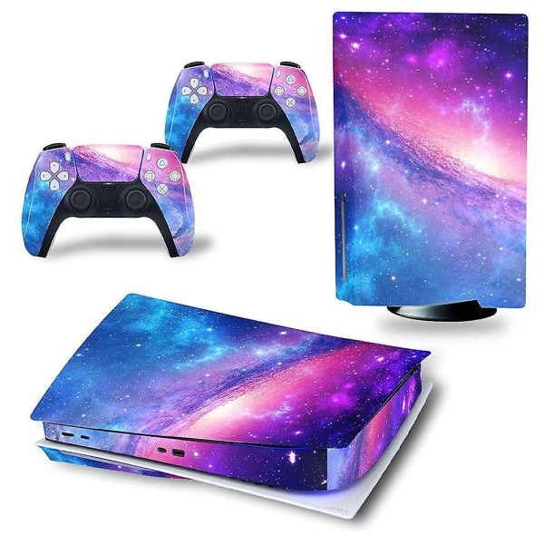 (Magic Starry Sky) Ps5 CD-ROM Console Controllers Body Starry Sticker Vinyl Skin Wrap Decal Cover