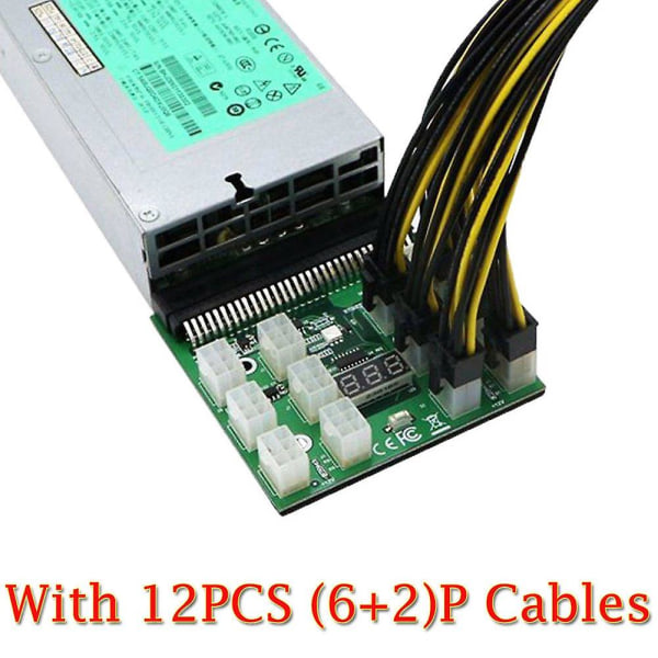 1200w/750w Breakout Board med W-knapp för HP PSU GPU Mining Ethereum med 12st 8p-kabel