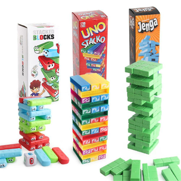 Kid's Building Blocks Toy Domino Stackar av höga pussel brädspel Set 2