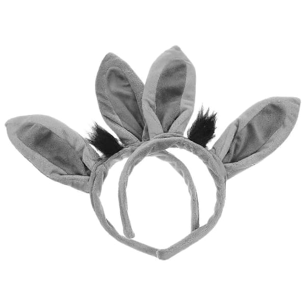 Æseldyr-hårbånd til kvinder med 8 stk. kostumefesttilbehør Grey 27.00X20.00X2.00CM