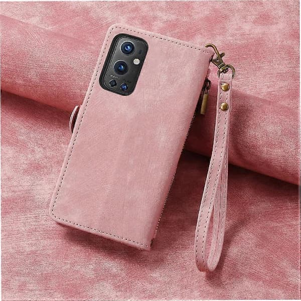 [LCS]Flip Case For OnePlus 9 Pro Flip Cover Wallet Leather Case Simple Business Shockproof Pink
