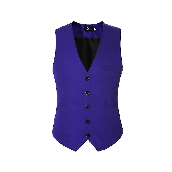 Miesten V-aukkoinen Pukuliivi Puuvillaa Slim Neljän vuodenajan Liivi Sininen 2XL Blue