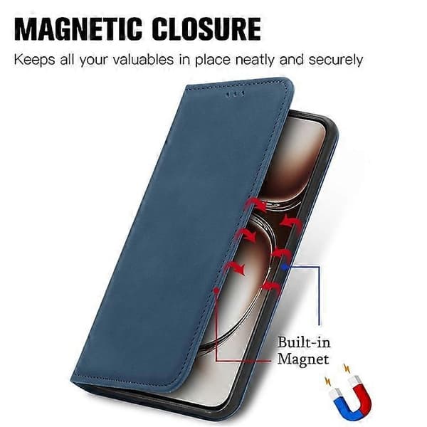[LCS] Compatible Case Compatible with OnePlus Nord 4 Case Skin Feel Leather Wallet Phone Case Magnetic Absorption-Perfect DarkBlue