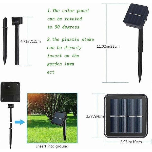 [LCS] LED-lysstripe, solcellelamper, vanntett, 12m, 100 LED, solcelledrevne lysstriper, kobbertråd, rørlamper for bryllup, hjem, fest