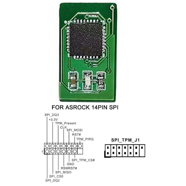 Tpm2.0 Sikkerhetsmodul Støtter Fleremerke Hovedkort 20- black For MSI LPC 14pin