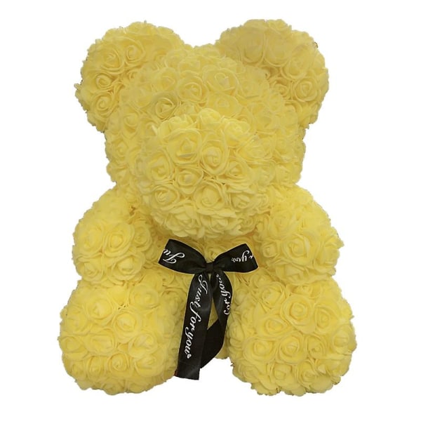 Alla hjärtans dag presenter 25cm/40cm Teddy Rose Bear Konstgjord Blomster Rose Of Bear Till Hem Kvinnor Gåvor Juldekoration Yellow 25cm