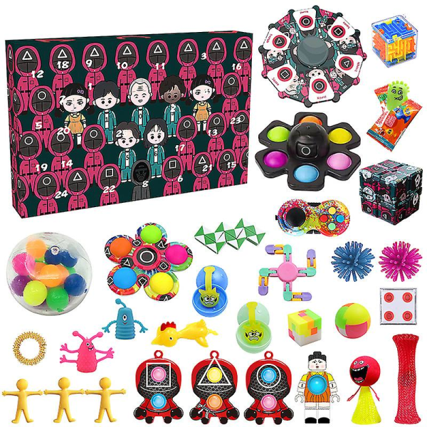 Fidget Toys Squid Game Advent Calendar Pack Anti Stress Toys Kit Blind Box Style 1