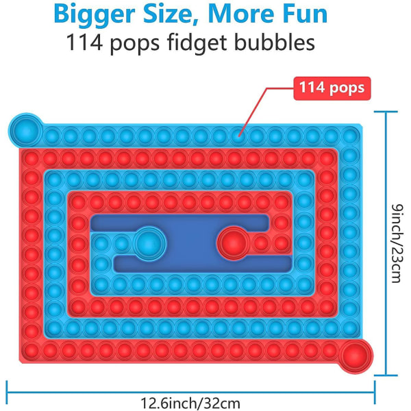 Stor storlek Fidget Toy Game Board, 114 Pops Fidget Bubbles