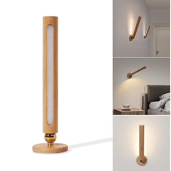 [LCS]Smart 360 graders lys magnetisk forbindelse træ natlys roterbar trinløs dæmpning USB