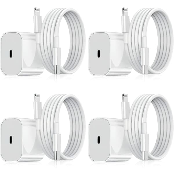 1-pak - Oplader til iPhone - Hurtigoplader - Adapter + Kabel 20W Hvid én størrelse iPhone iPhone 1-Pack
