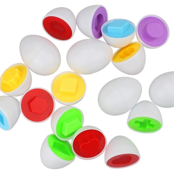 12 st Pedagogiska leksaker Äggpussel för studier av barn Färgform