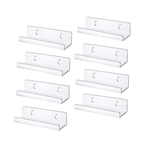 [LCS] Clear Vinyl Record Shelf Wall Mount 8-Pack, Acrylic Record Holder, Vinyl Record Display