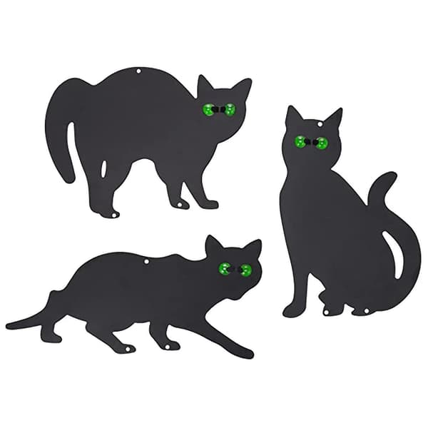 [LCS] Cat Figure Ground Stake Decor Set of 3 2D Lifelike Kitten with Reflective Eyes