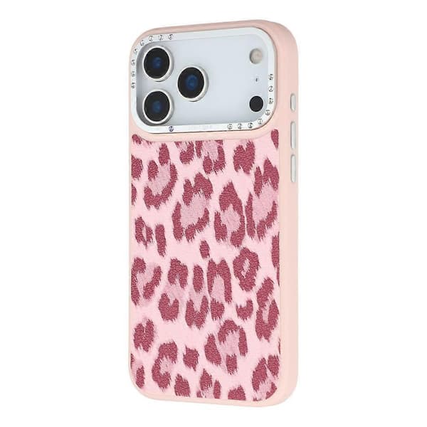 [LCS]JAUCASE Kompatibel med iPhone 17 Pro Max Magnetisk Deksel Leopardmønster PU + TPU + PC Telefonbakdeksel Pink