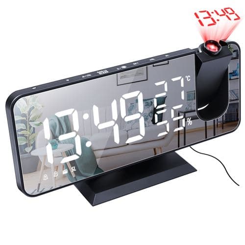 [LCS]YOUKUKE Projeksjonsklokkeradio Digital LED Speiloverflate