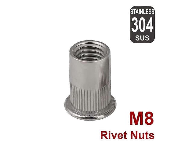 M8 Blindmutter Metriske Mutterinnsatser, 304 Rustfritt Stål 60 stk, Mutter Bolt Flens Blindhode Gjenget Blindmutter Innsettingssett Flat Sett Blindmutterverktøy Blindnagler Senket