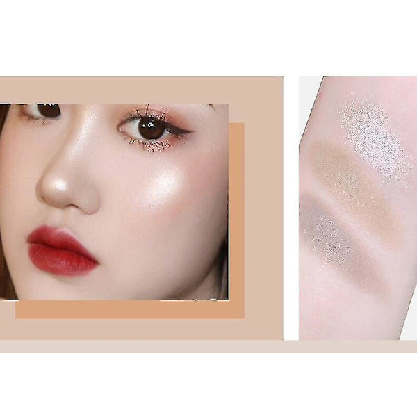 Ansiktskonturpalett Skuggpuder Makeup 3 Färger Långvarig