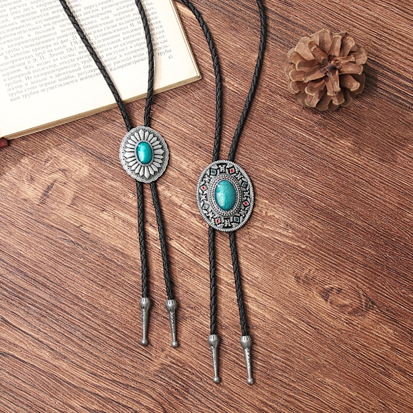 Bolo tie för män Western Cowboy Aboriginal Bolo tie Läder slips Kläder