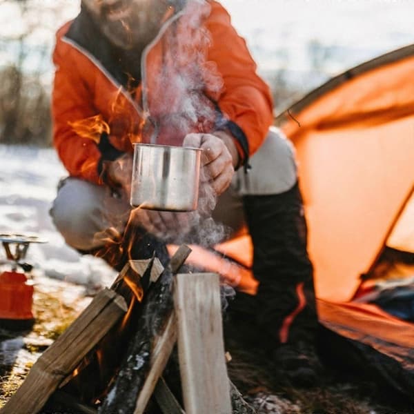 Camping rustfrit stål køkkengrej bærbart 6-sæt vandretur picnicsæt udendørs aktiviteter