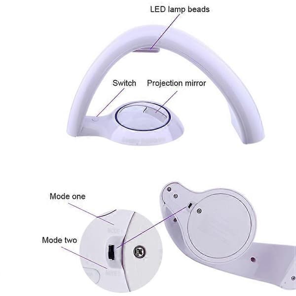 [LCS] Romantisk regnbueprojeksjon dekorativ lampe nattbords LED nattlys (hvit) White