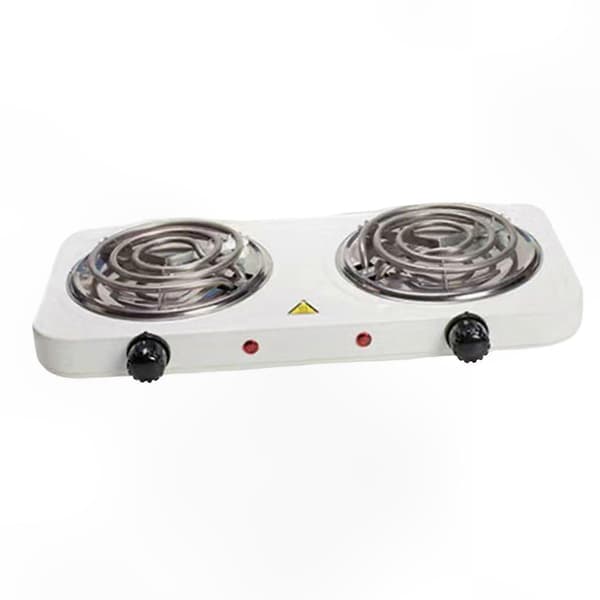[LCS] Benkeplate elektrisk kokeplate med spiralkoketopper og strømindikatorlamper for enkel rengjøring Double 2000W White
