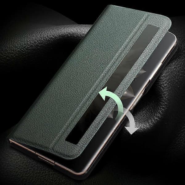 [LCS] QIALINO Case for Honor Magic V2 5G Genuine Cowhide Nappa Texture Viewing Window