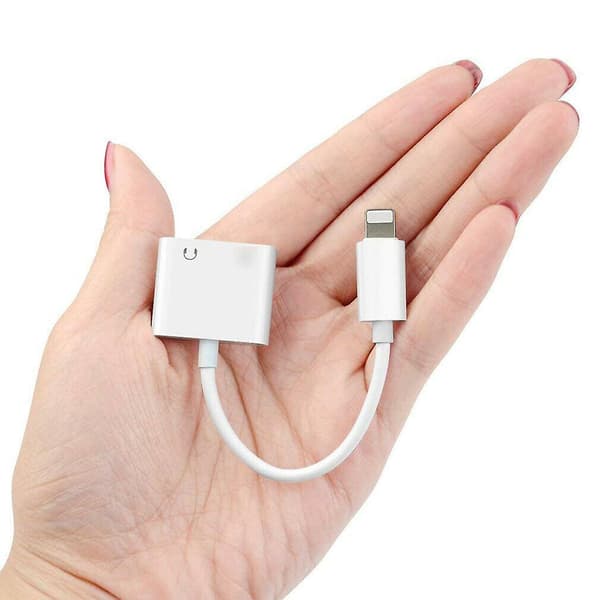 [LCS]2i1 Audio Splitter Adapter Oplader 3.5mm Høretelefon Kompatibel med Iphone 7 8 X Plus Xr Max