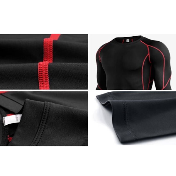 Dry Fit langermet kompresjon løpeskjorte for menn svart XL black