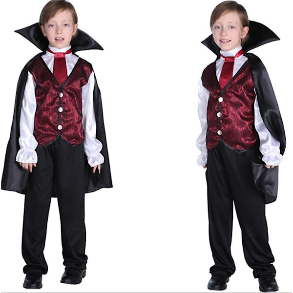 Gothic Vampyrdräkt Deluxe Set För Pojkar, Barn Jul Halloweenfest Large