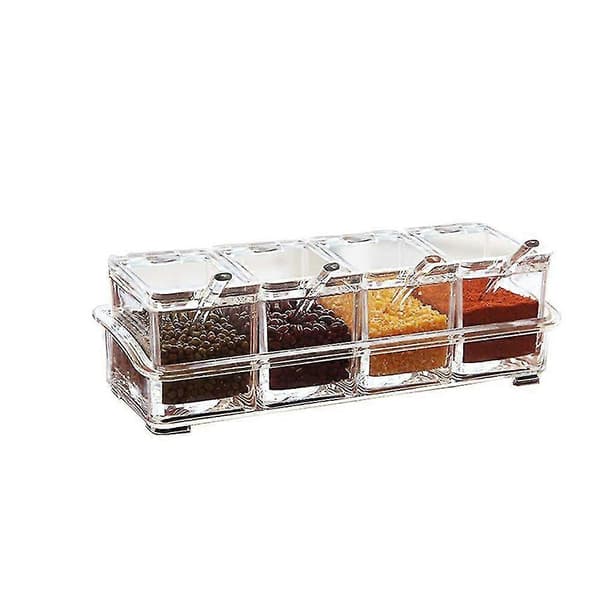 [LCS] Kryddlåda Transparent kryddförvaringsbehållare Kryddburkar