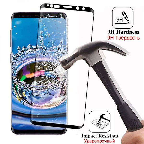 Fullständigt böjt härdat glas kompatibelt med Samsung Galaxy S8 S9 Plus Note 9 8 skärmskydd kompatibelt med Samsung S6 S7 Edge skyddsfilm For Galaxy S8
