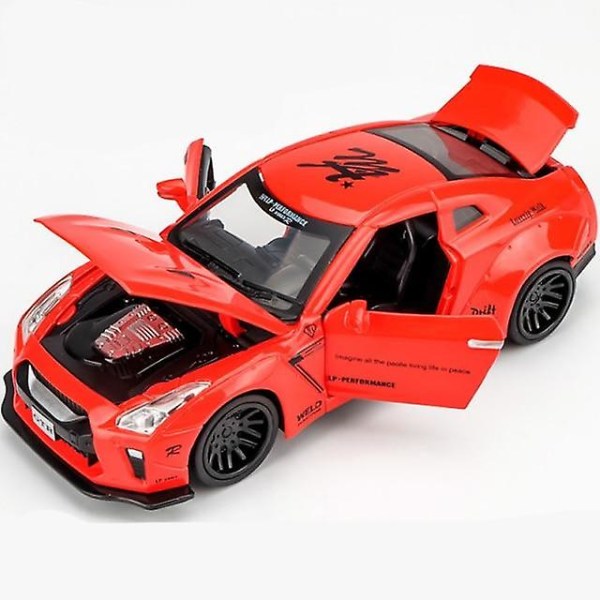 1:32 Nissan GTR R35 Diecasts metallleksaksbil (röd)